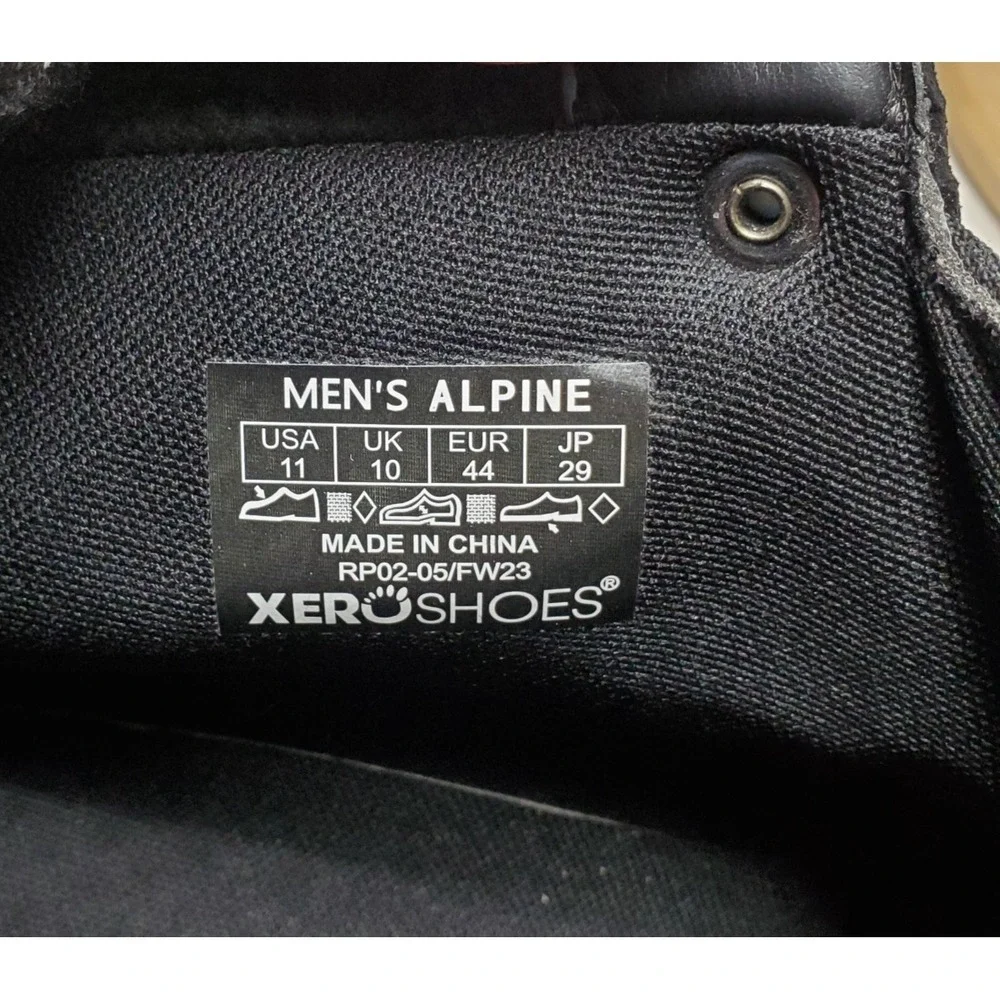 Xero Alpine Boots Mens 11 Black Waterproof Lace Up Minimalist Barefoot Shoes